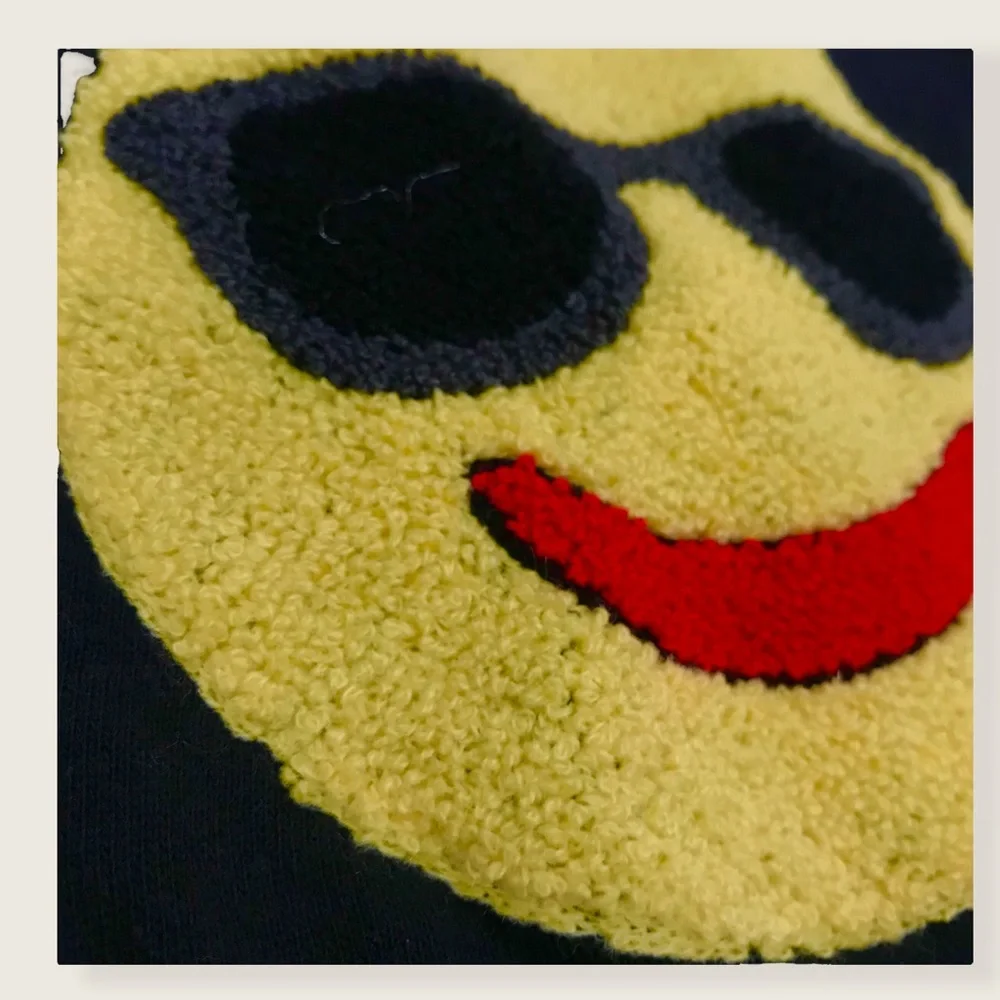 Urban Outfitters Deal With It Emoji Face Textured Cozy Long Sleeve Sweatshirt - Picture 2 of 6